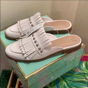 White Tassel Fringe Mules Size 9 NWT